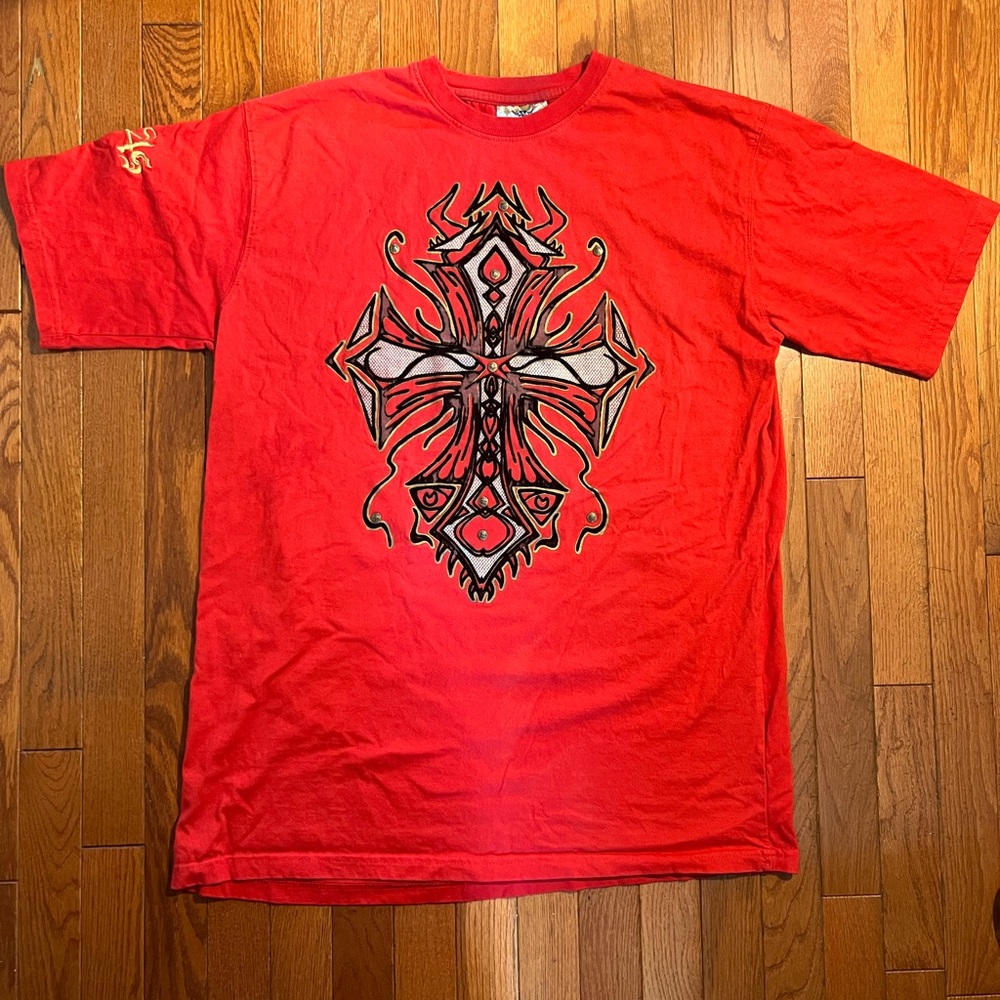 Insane red and black graphic cross tee